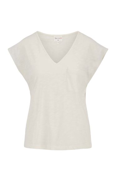 Zusss top slub met v hals met zak off white