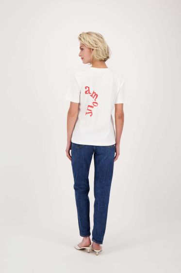Zusss T-shirt korte mouw met print amour wit