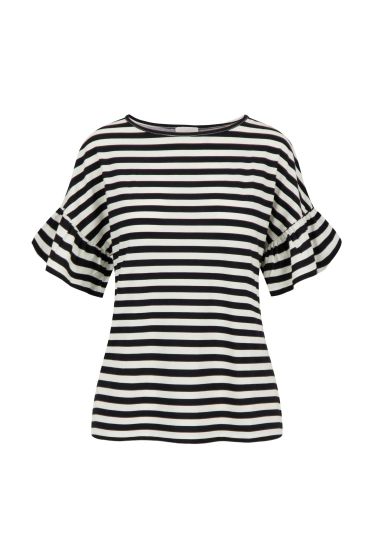 Zusss T-shirt met vlindermouw gestreept