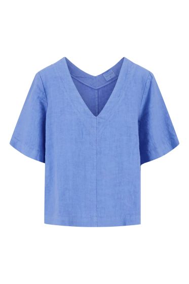 Zusss linnen v-hals top lavenderblauw