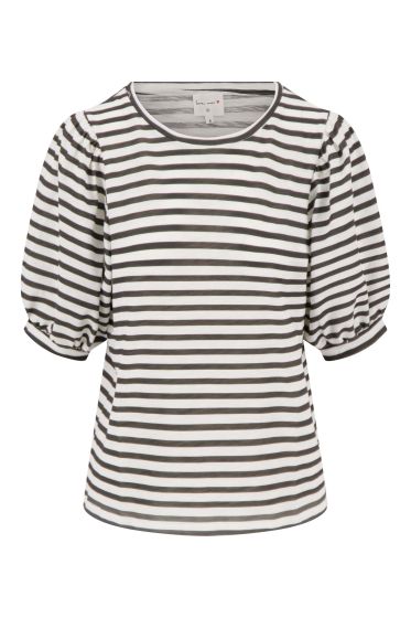 Zusss pofmouw top met streep off white zwart