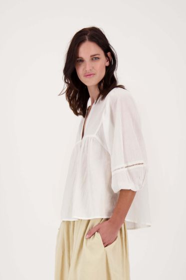Zusss katoenen voile blouse off white