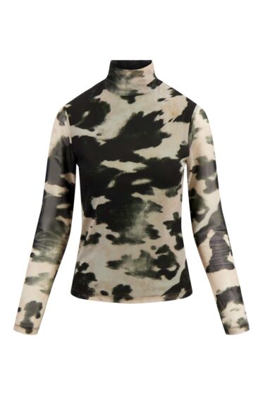 Zusss mesh top met vlekkenprint