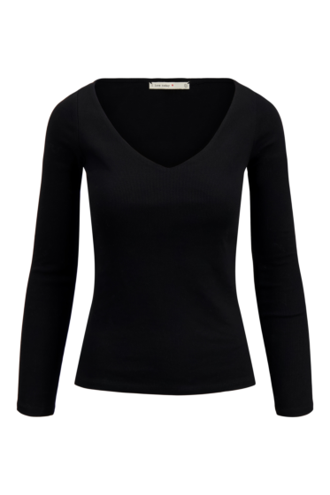 Zusss basic rib V hals top met stretch