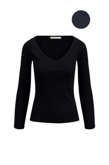 Zusss basic rib V hals top met stretch