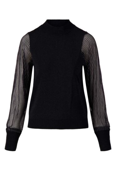 Zusss fijngebreide top met lurex mouwen