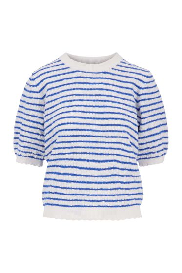 Zusss trui korte mouw met streep wit / blauw