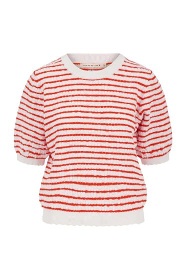 Zusss trui korte mouw met streep wit / rood