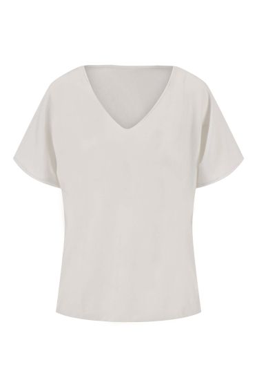 Zusss V hals dunne brei top met nade off white