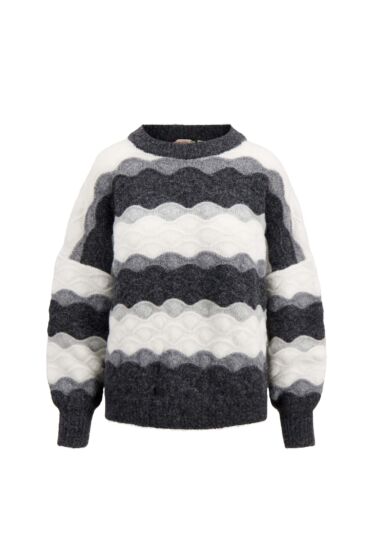 Zusss trui met golf streep jacquard