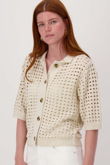 Zusss vest met polokraag in ajour kit