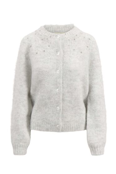 Zusss gebreid vest in bomberstyle met strass