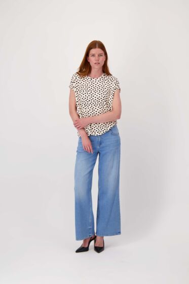 Zusss T-shirt met opgerolde mouw en stippen print