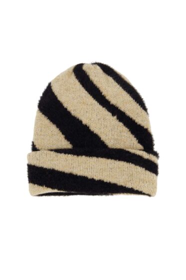 Zusss gebreide muts met zebra dessin dubbel-One Size