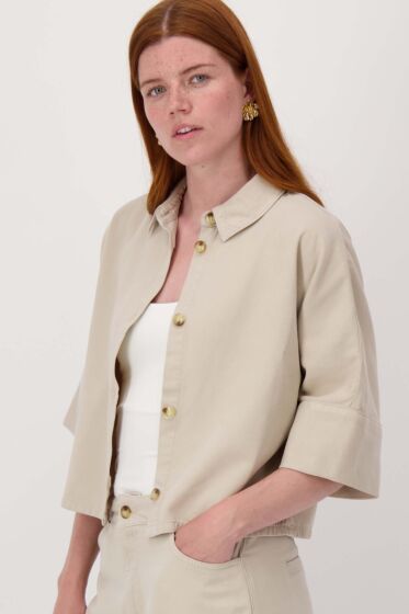 Zusss boxy model blouse met zakken sand