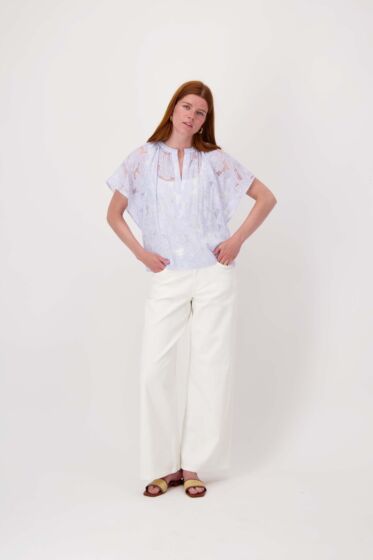 Zusss gestreepte organza blouse