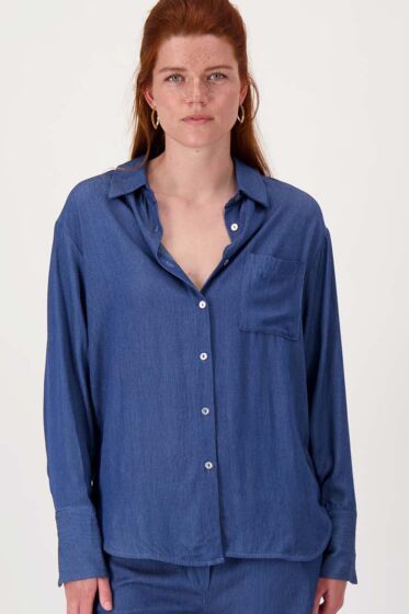 Zusss gestreepte denim blouse