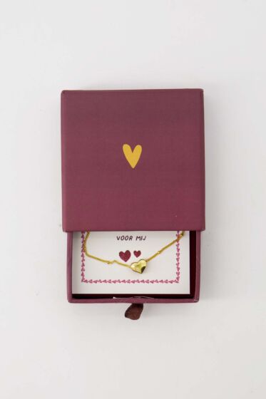 Zusss armband hartje in schuifdoosje speciaal rood