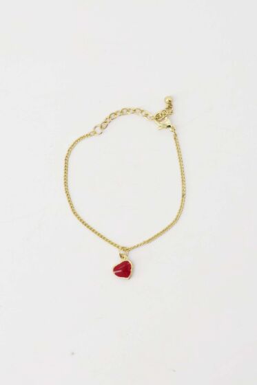 Zusss rode hartjes armband goud-One Size
