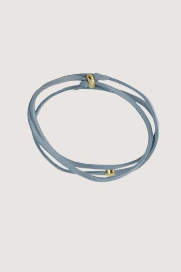 Zusss immitatie suede armband met hart zilverblue-One Size