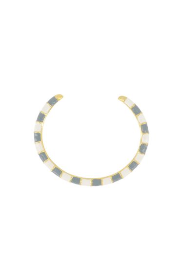 Zusss armband bangle streep grijsblauw