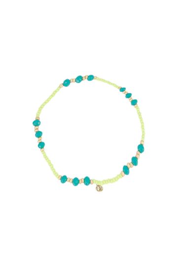 Zusss armband elastiek kraal lime/turquoise