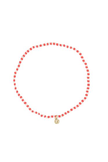 Zusss armband streep kraal wit/rood