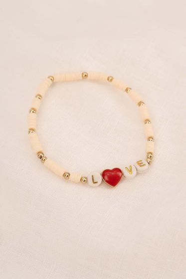 Zusss kralenarmband met tekst love off white