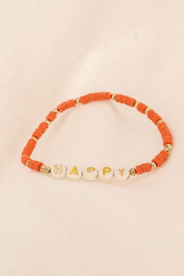 Zusss kralenarmband met tekst happy orange