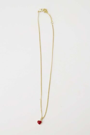 Zusss rode hartjes ketting goud