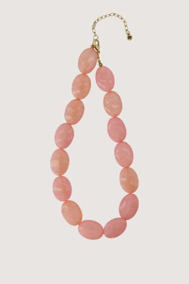 Zusss ketting van platte kralen pink-One Size