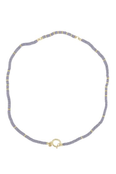 Zusss ketting van kraaltjes grijsblauw/goud
