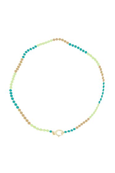 Zusss ketting van mix kraaltjes lime/turquoise