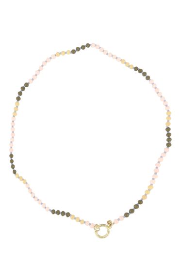 Zusss ketting van mix kraaltjes licht roze/groen