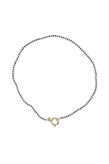 Zusss ketting van streep kraaltjes wit/donkerblauw