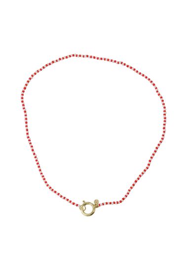 Zusss ketting van streep kraaltjes wit / rood