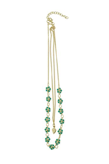 Zusss ketting van kraalbloemen turquoise