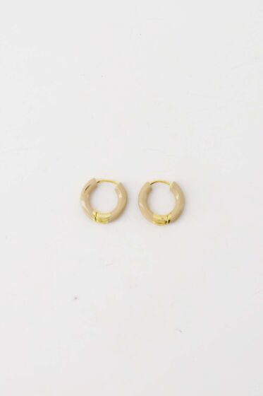 Zusss ring oorbellen beige/ goud