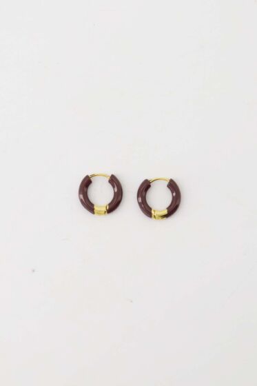 Zusss ring oorbellen bruin/ goud
