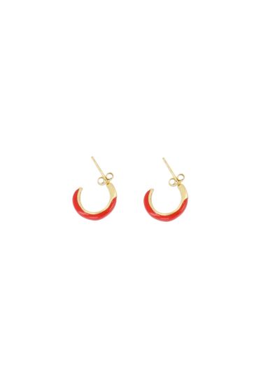 Zusss oorringen met streep oranjerood/goud