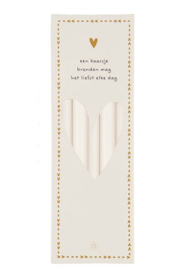 Zusss doosje met 10 smalle kaarsjes 17cm off white-One Size