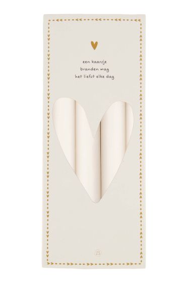 Zusss 4 rustieke kaarsen 20cm off white-One Size