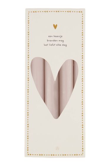 Zusss 4 rustieke kaarsen 20cm beige-One Size