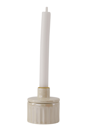 Zusss kandelaar keramiek parelmoer ribbel met deks