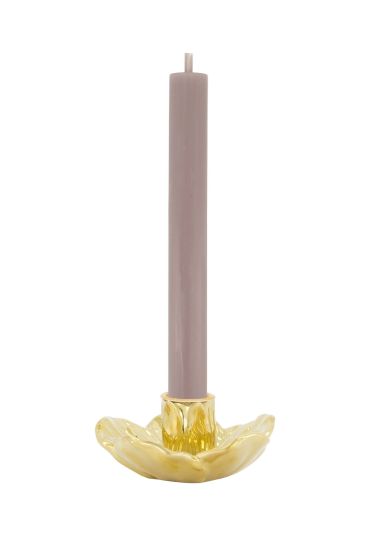 Zusss keramieken kandelaar bloem goud-One Size