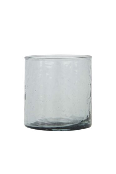 Zusss waxinelichthouder hammered glas M grijsblauw