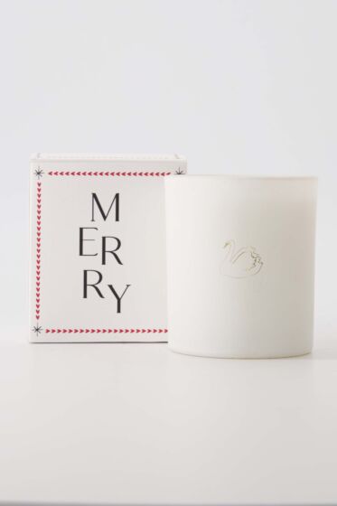 Zusss geurkaars glas in doosje merry wit/rood