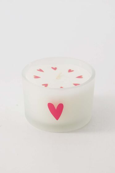 Zusss geurkaarsje glas hartje wit/roze