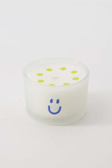 Zusss geurkaarsje glas smiley wit/blauw