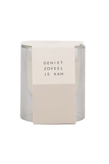 Zusss geurkaars glas M zand geniet zoveel je kan